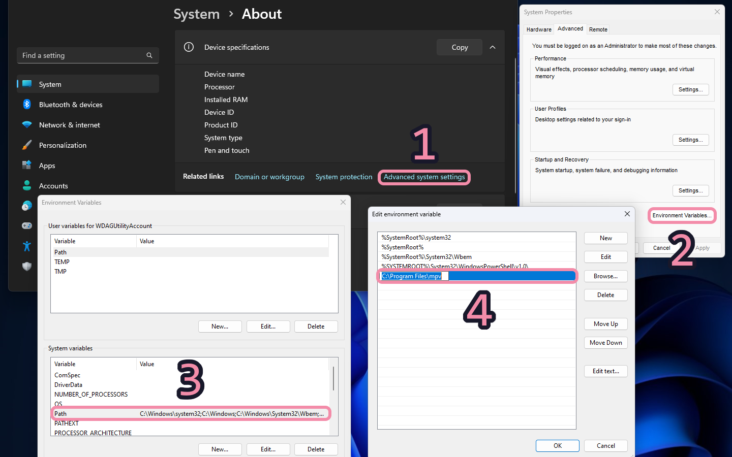 Adding mpv to PATH